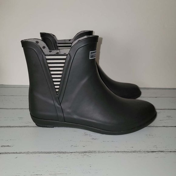 London Fog Piccadilly Women's Black Pull-On Ankle Rain Boots Size US 9M *EUC* - Picture 6 of 13
